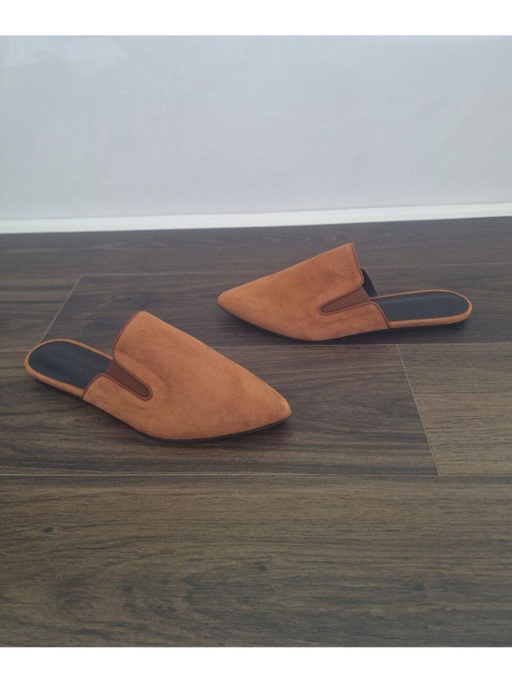 NWOT Jenni Kayne Italy Suede Leather Pointed Toe Mule Flats Brown EU 39
